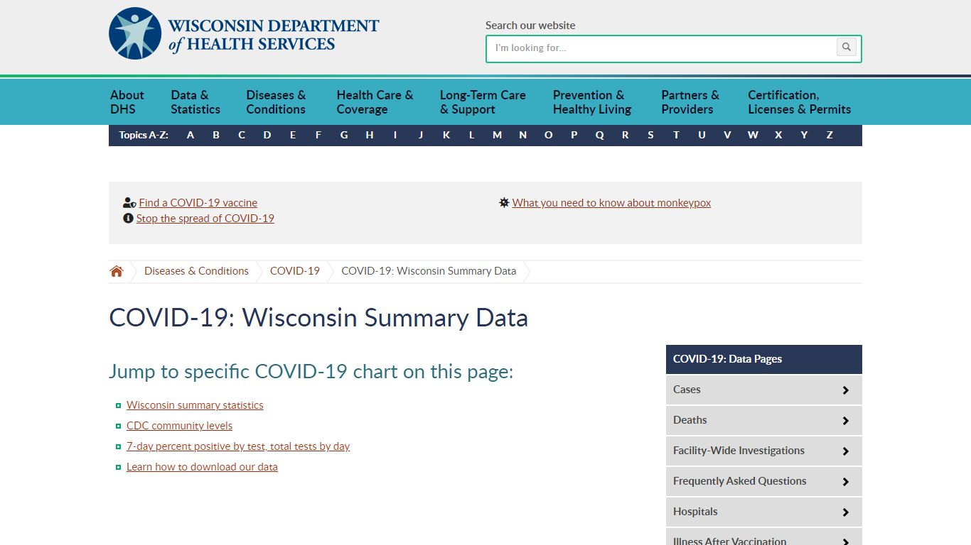 COVID-19: Wisconsin Summary Data - Wisconsin Department of Health Services