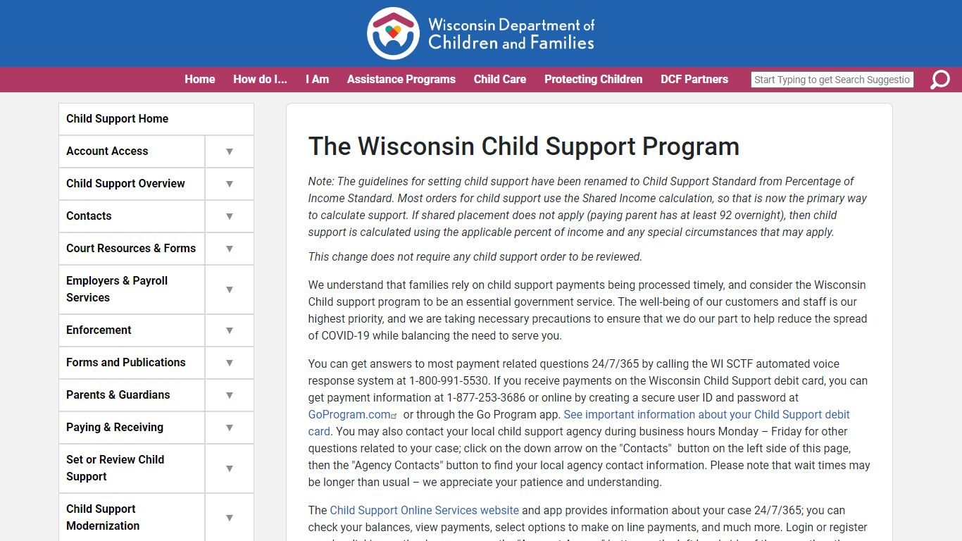 WI Child Support Program - Wisconsin